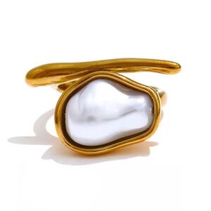 Gold and Pearl Statement Ring